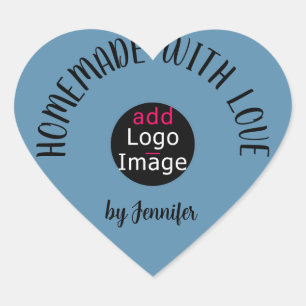 Homemade With Love Stylish Custom Dusty Blue Heart Sticker