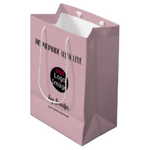 Homemade With Love Stylish Custom Dusty Rose Pink Medium Gift Bag