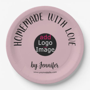 Homemade With Love Stylish Custom Dusty Rose Pink  Paper Plate