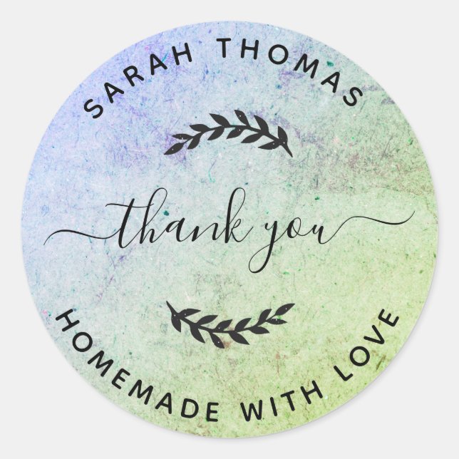 Homemade with Love Thank You Create Your Own Classic Round Sticker (Front)