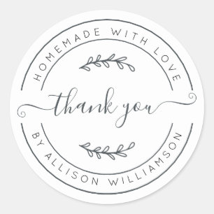 Homemade With Love Thank You Label