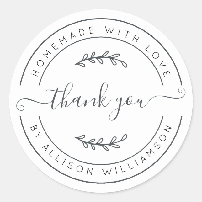 Homemade With Love Thank You Label (Front)