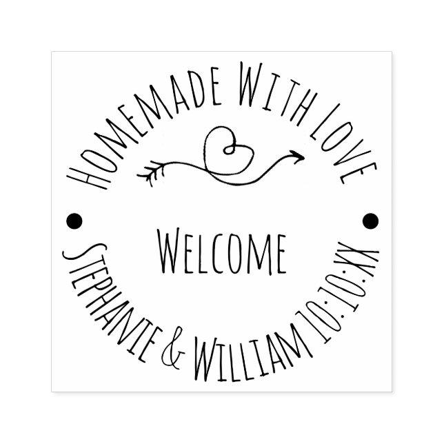 Homemade with Love Welcome | Wedding Favour Rubber Stamp (Imprint)