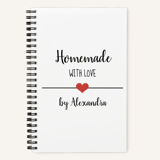 Homemade with love white recipe Notebook (Front)