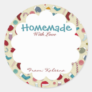 Homemade With Love Winter Themed Classic Round Sticker