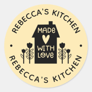 Homemade With Love Yelllow Classic Round Sticker