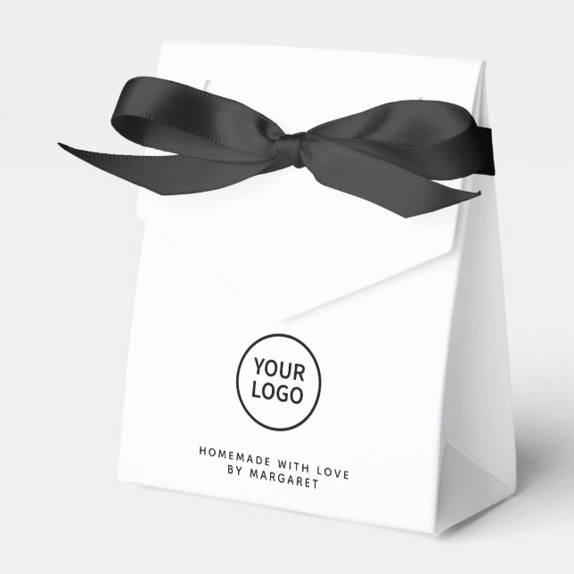 Homemade With Love Your Own Logo Black Ribbon Favour Box (Front Side)