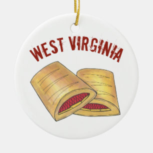 Homemade WV West Virginia Pepperoni Rolls Ceramic Ornament