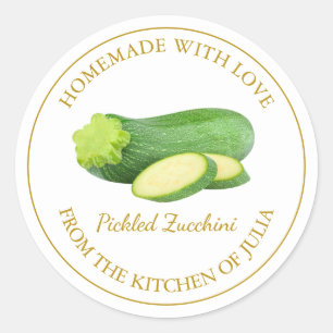 Homemade Zucchini Pickle Label White