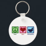 Homeopath Peace Love Homaeopathy Key Ring<br><div class="desc">Show your support of homœopathy or alternative medicine with this cute gift for a homaeopathic doctor or naturopathic doctor of naturopathy. Holistic medicine or healer present. Peace Love Homaeopathy.</div>