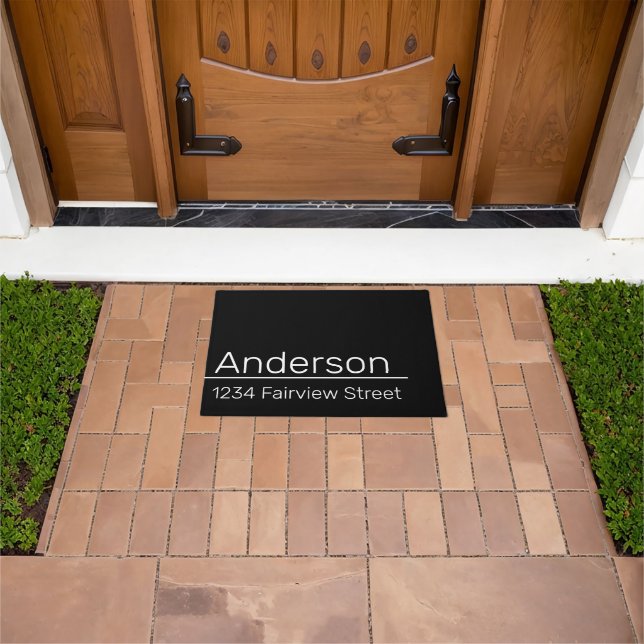 Homeowner Name & Address Black White Mailbox Decal Doormat (Outdoor)