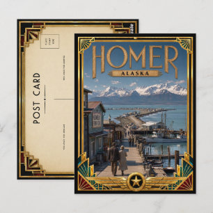 Homer Alaska Vintage Art Deco Golden Age Postcard