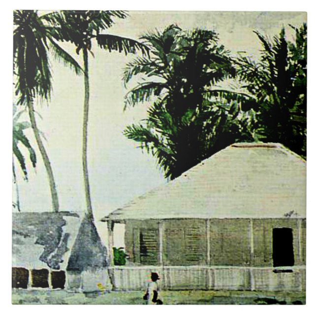Homer - Cabins, Nassau, famous painting, Ceramic Tile (Front)