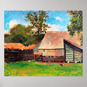 Homer - Farmyard with Ducks and Chickens,   Poster