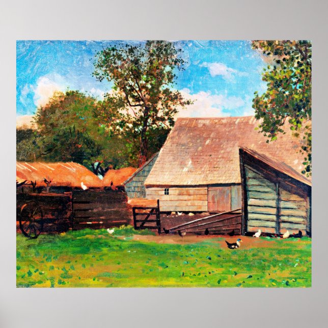 Homer - Farmyard with Ducks and Chickens,   Poster (Front)
