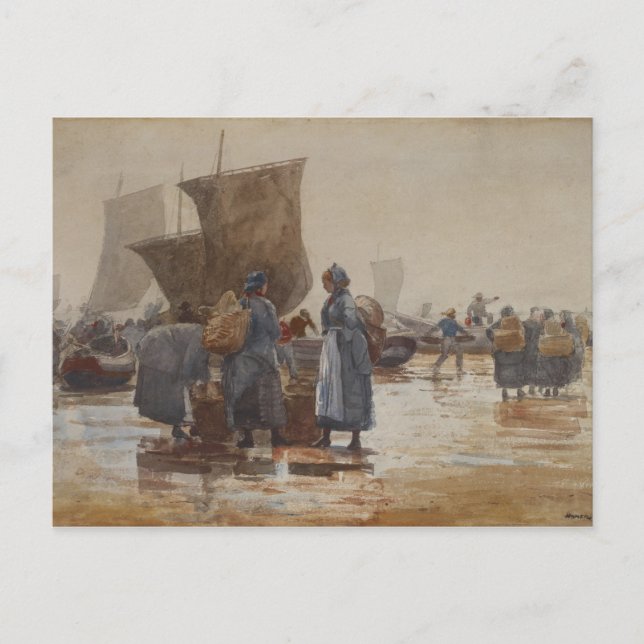 Homer Fisherfolk on the Beach at Cullercoats Postcard (Front)