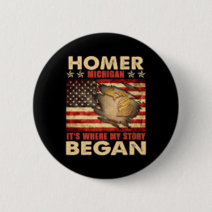 Homer Michigan Usa Flag 4th Of July 6 Cm Round Badge
