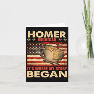 Homer Michigan Usa Flag 4th Of July Card