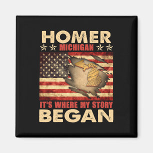 Homer Michigan Usa Flag 4th Of July  Magnet