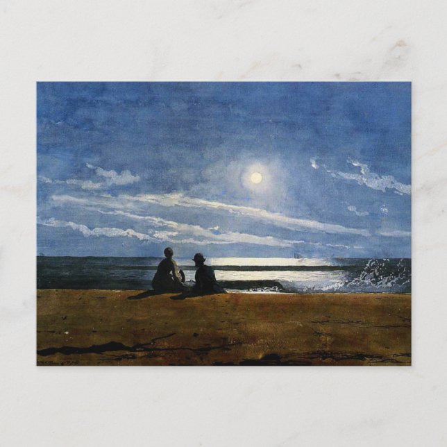 Homer - Moonlight, fine art painting, Postcard (Front)