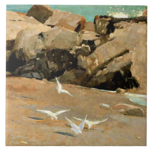 Homer - Rocky Coast and Gulls, fine art Ceramic Tile
