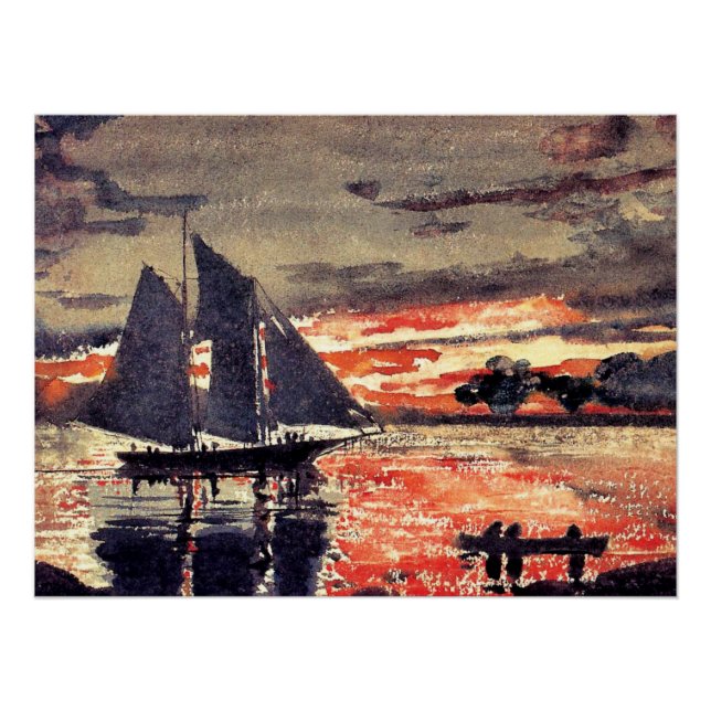 Homer - Sunset Fires, fine art, Poster (Front)