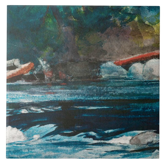 Homer - The Rapids, Hudson River, Adirondacks Ceramic Tile (Front)