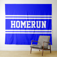 HOMERUN Bright Blue White Baseball Racing Stripes