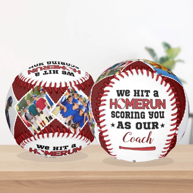 Homerun Coach Thank You Gift Custom Photos & Names Baseball (Creator Uploaded)