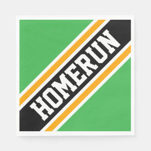 HOMERUN Cool Fun Bright Green Orange Black Stripes Napkin