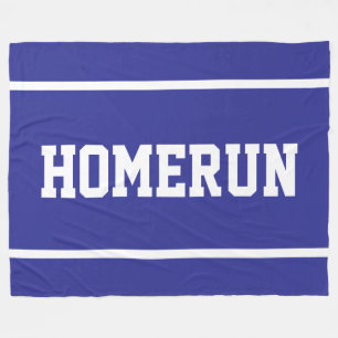 HOMERUN Sporty White Baseball Stripes On Fleece Blanket