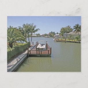 Homes and docks on canal Marco Island Florida Postcard