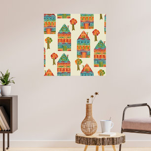 Homes And Trees Pattern Poster