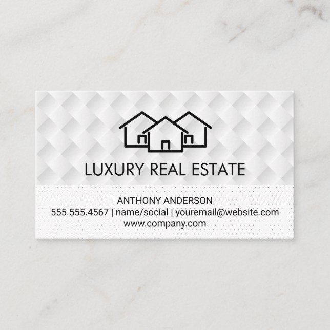 Homes Icon  | Weave Pattern | Polka Dot Pattern Business Card (Front)