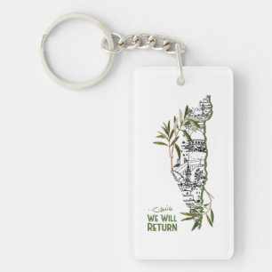 Homes Within the Map, Embraced by Olive Branches Key Ring