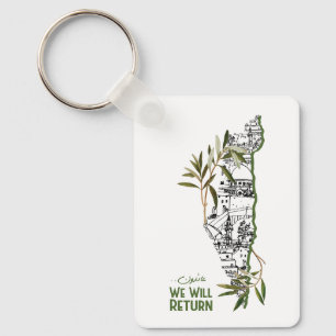 Homes Within the Map, Embraced by Olive Branches Key Ring