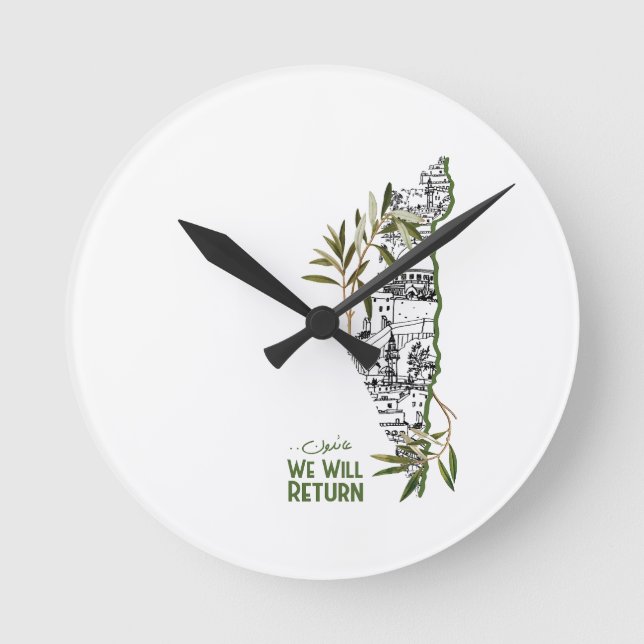 Homes Within the Map, Embraced by Olive Branches Round Clock (Front)