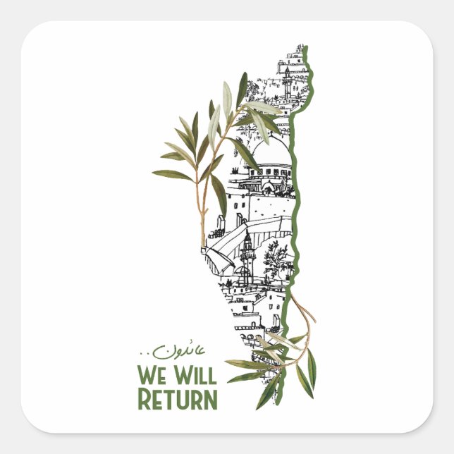 Homes Within the Map, Embraced by Olive Branches Square Sticker (Front)