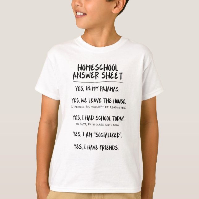 Homeschool Answer Sheet 2 T-Shirt (Front)