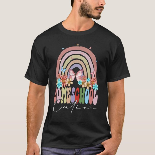 Homeschool Cutie Back To School Rainbow Groovy Flo T-Shirt (Front)