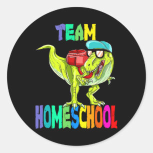 Homeschool Dinosaur T Rex Back To School Classic Round Sticker