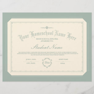 Homeschool Diploma Traditional Soft Green