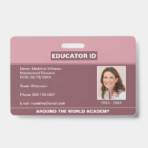 Homeschool Educator ID Blush Pink Badge