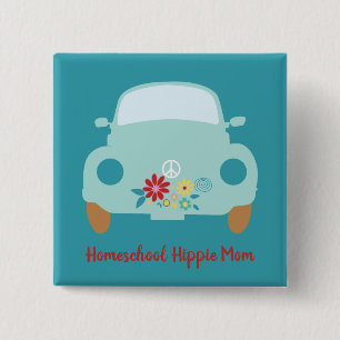 Homeschool Hippie Mom 15 Cm Square Badge
