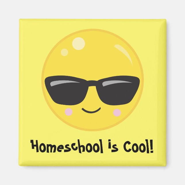 Homeschool is cool smile emoji magnet (Front)
