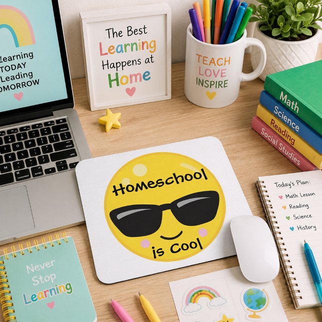 Homeschool Is Cool Smiley Face Sunglasses  Mouse Pad (Creator Uploaded)