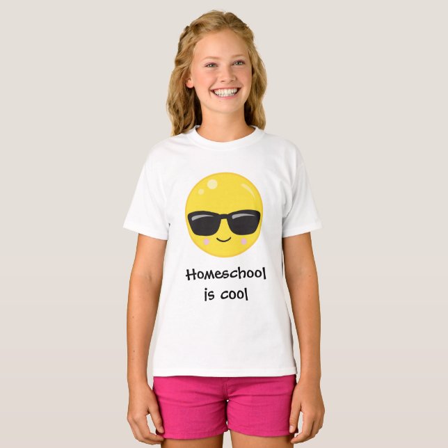 Homeschool is Cool Sunshade Emoji T-Shirt (Front Full)