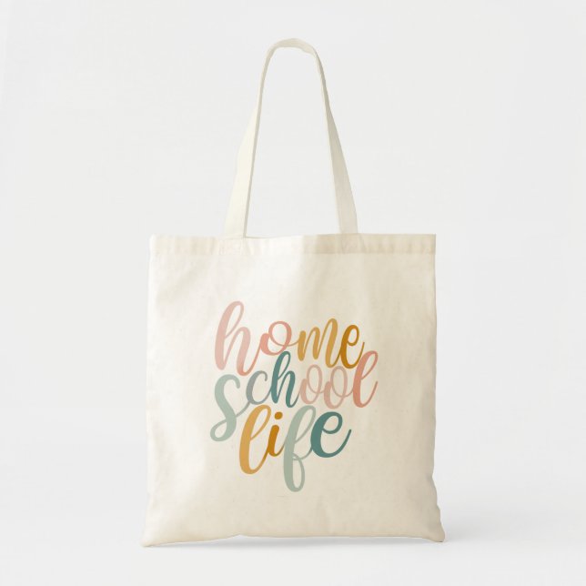 Homeschool Life Pastel Rainbow Colours Signature Tote Bag (Front)