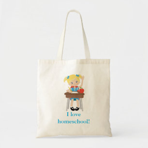 Homeschool Love little girl Tote Bag