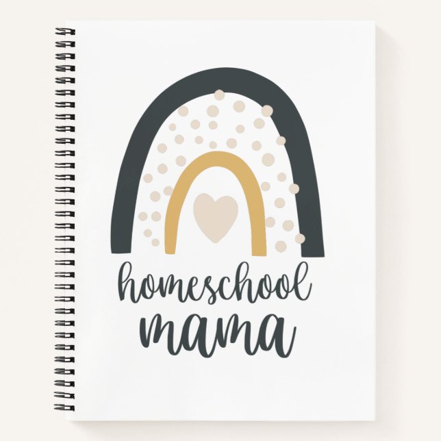 Homeschool Mama Boho Rainbow Heart Checklist Notebook (Front)